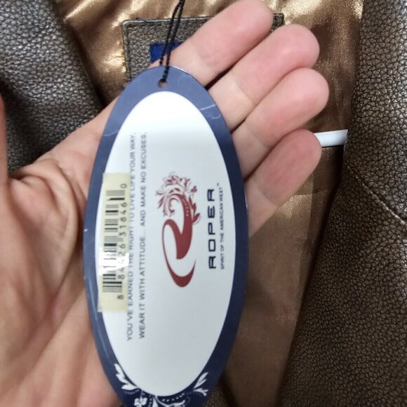 NWT Roper Brown Studded Peplum Leather Western Cowgirl Jacket Size XL - Picture 7 of 11